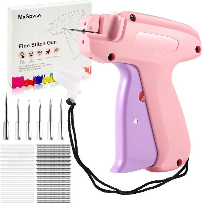 MxSpvce Stitch Gun for Clothes,Stitch Gun Quick Clothing Fixer, Tagging Gun for Clothing,Sewing Kit-Includes 6 Needle,1500 Black Fasteners&1500 White Fasteners(0.18inch) Purple - Image 1